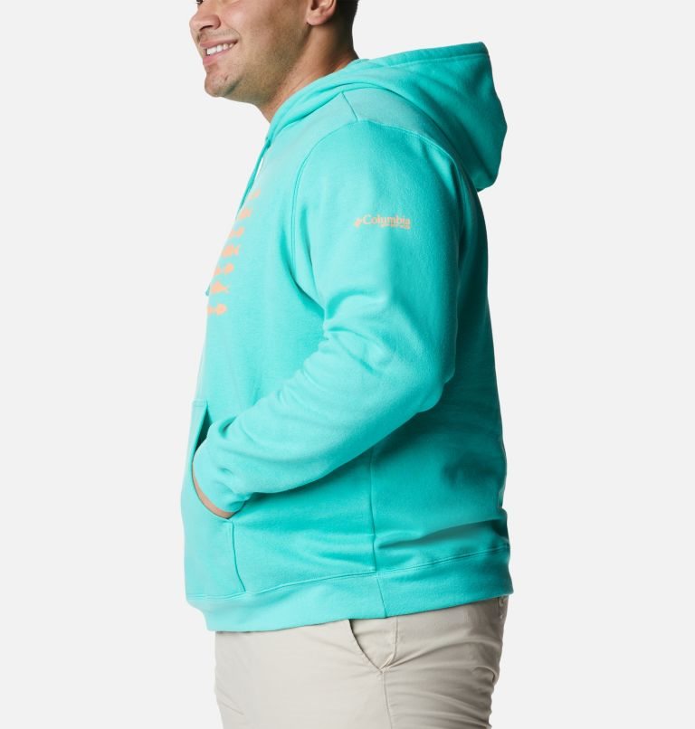 Men's Columbia PFG Fish Flag II Hoodie Turquoise | Plus Size CA-Q3L14